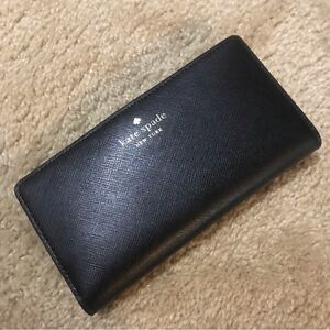 Kate Spade Jana Saffiano Leather Large Slim Bifold Black